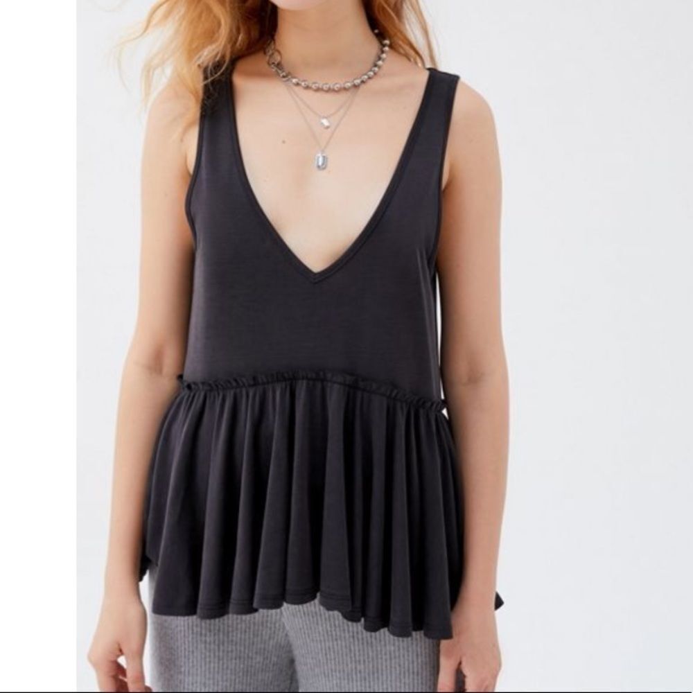 NWT Urban Outfitters Babydoll Tunic Top in Black